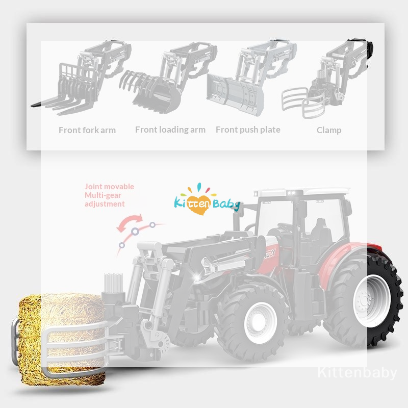 Agriculture Farming For Kids - 1/24 ferngesteuerter Traktor-Spielzeugtraktor, RC-Landwirtschaftstraktor mit Karosserie
